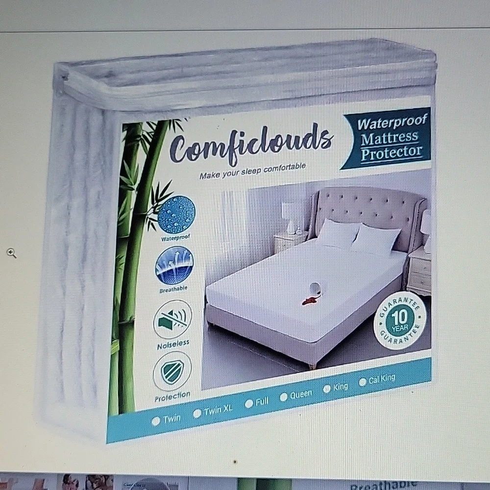 Comficlouds King waterproof mattress protector breathable noiseless white New
